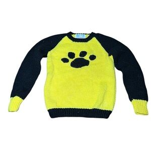 Vintage Handmade Dog Paw Yellow and Black 4-5T Sweater